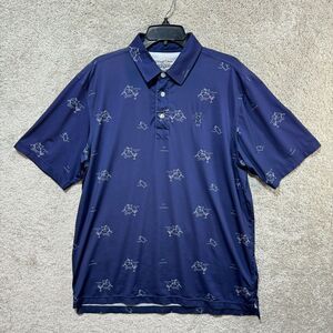 Straight Down Polo Shirt Men's L Blue Performance Stretch Golf Martini Swordfish